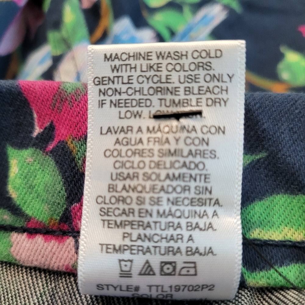 Time and Tru Aviar And Floral Pants Pull On Cropped Jeans 12/14 Large - Picture 8 of 8